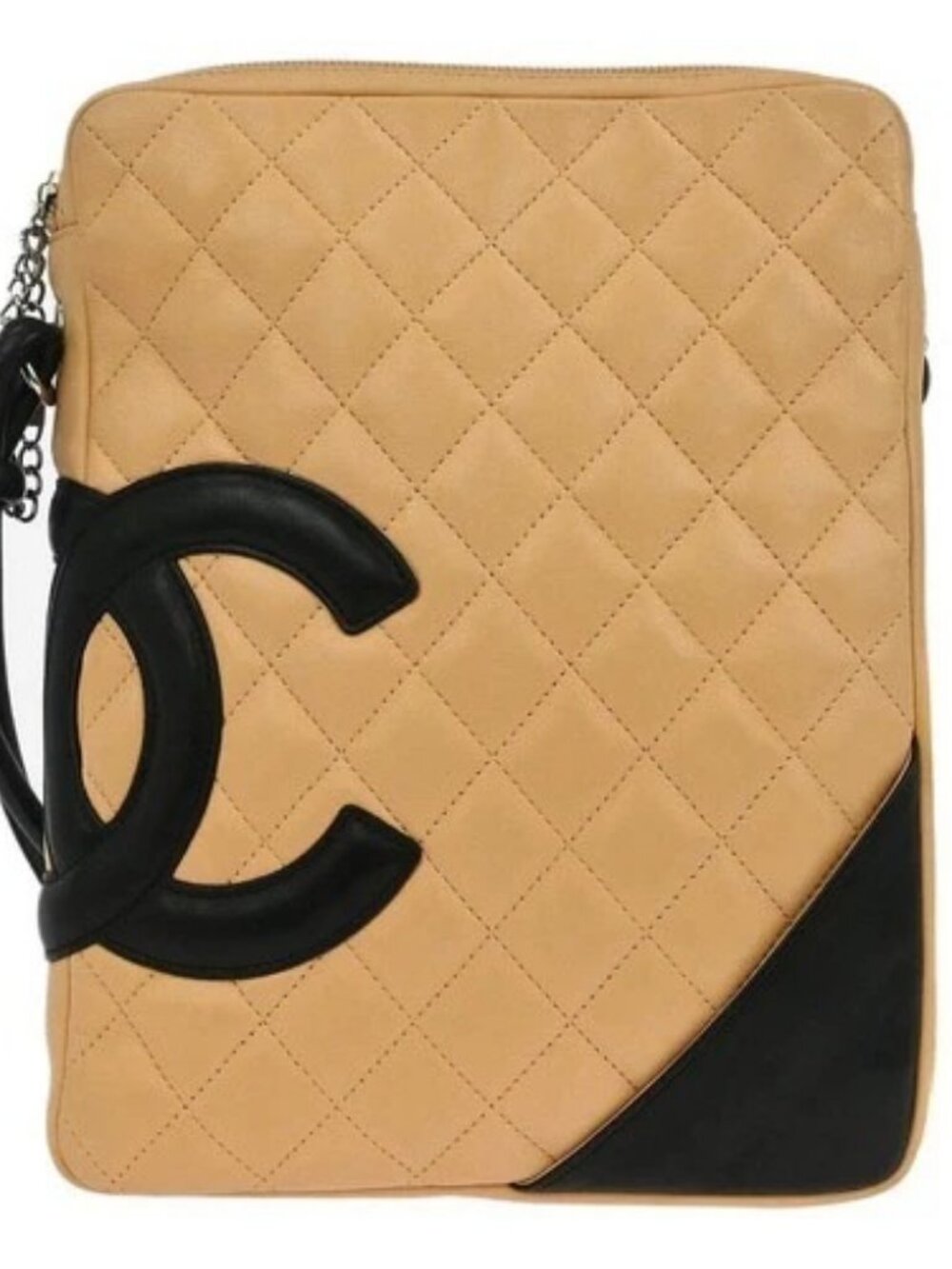 Chanel Beige Black Calfskin Cambon Ligne Crossbody Bag 135444